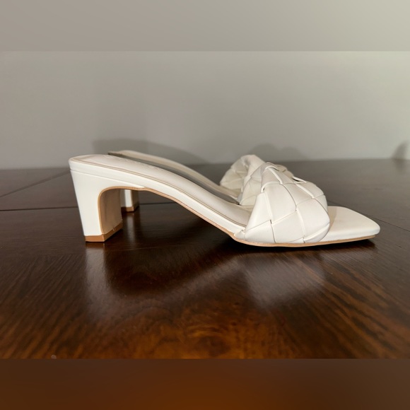 Womens Braided Heeled Sandal Backless Strappy Square Open Toe Slip On Block Chun - Picture 3 of 9